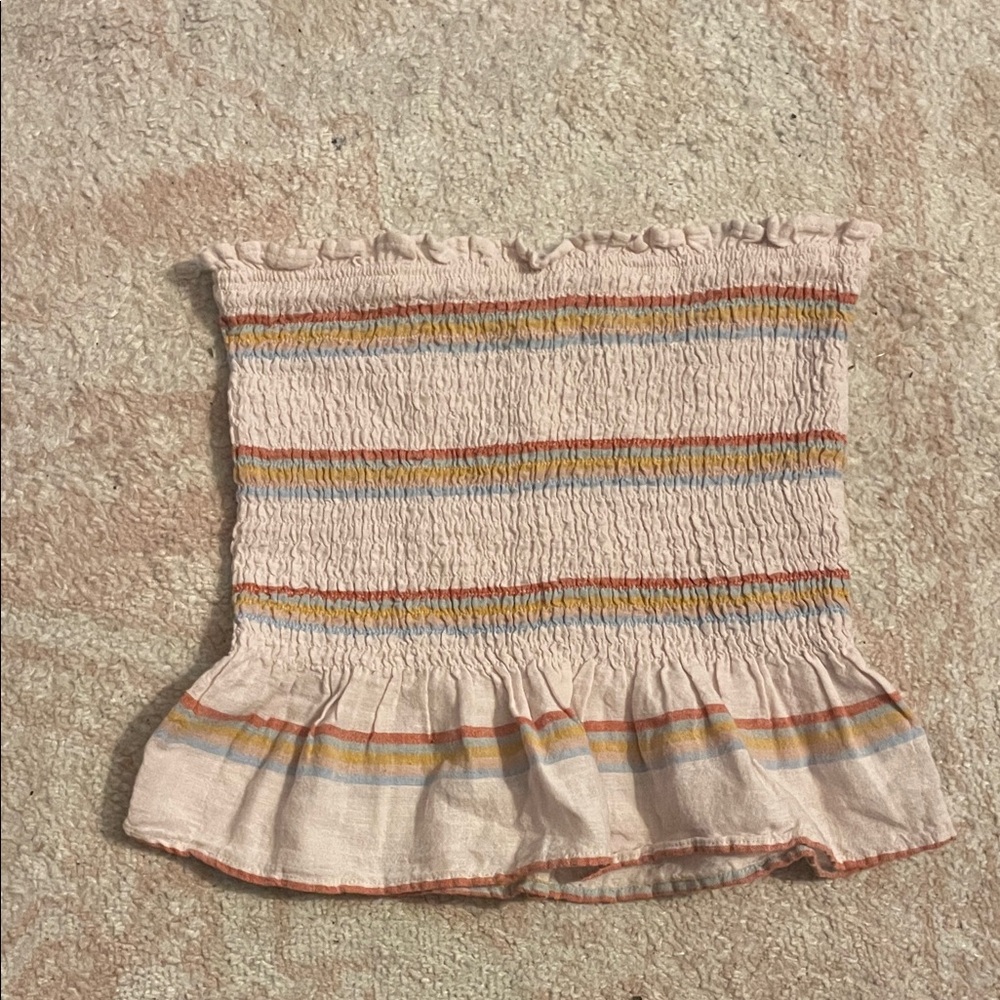 American Eagle Multicolor Striped Ruffle Top